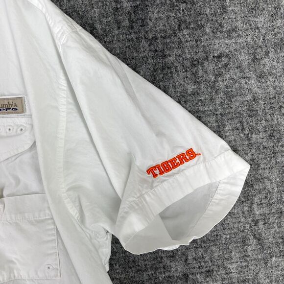 Clemson University Shirt Mens L White Columbia PFG Fishing Tiger College Alumni - Picture 2 of 10